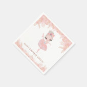 Serviette En Papier Blonde Ballerina en Robe Rose Floral Anniversaire (Coin)