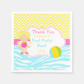 Serviette En Papier Blonde Girl Pool Party Bash Party (Devant)