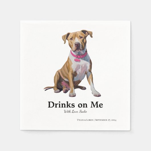 Serviette En Papier Blonde Pitbull Mix Cocktail Napkin (Devant)