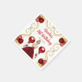 Serviette En Papier Blonde Princesse de fête d'anniversaire en rouge (Coin)