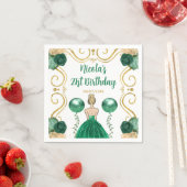 Serviette En Papier Blonde Princesse en vert (En situation)