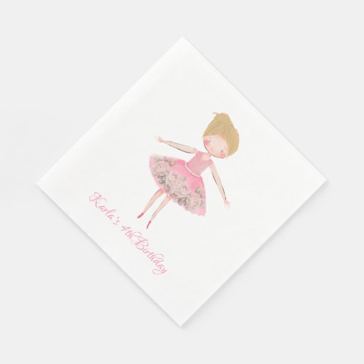 Serviette En Papier Blonde rose mignonne Ballerina Danseuse (Coin)