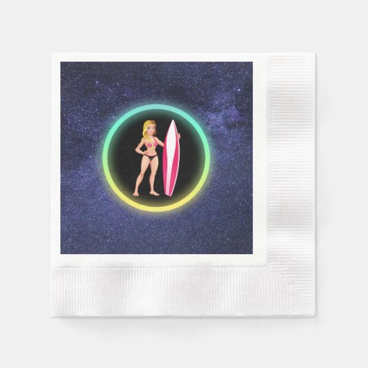 Serviette En Papier Blonde Surfer Adolescent Girl Galaxy (Devant)