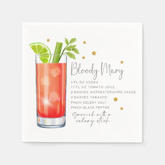 Serviette En Papier Bloody Mary Recette Cocktail (Devant)