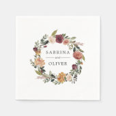 Serviette En Papier Bloom rustique | Floral Wreath Mariage personnalis (Devant)
