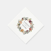 Serviette En Papier Bloom rustique | Floral Wreath Mariage personnalis (Coin)