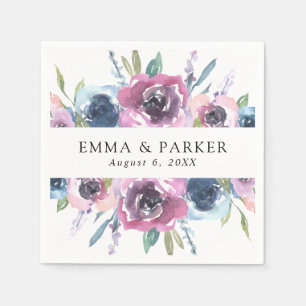 Serviette En Papier Blooms de minuit   Mariage personnalisé