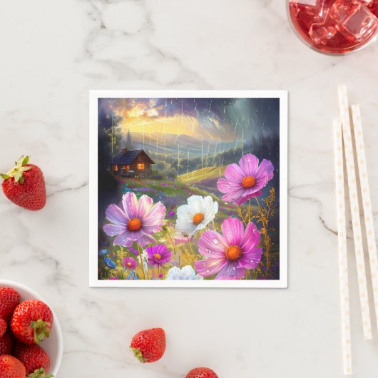 Serviette En Papier Blooms en bloc : un affichage artistique (En situation)