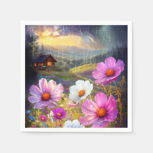 Serviette En Papier Blooms en bloc : un affichage artistique (Devant)
