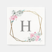 Serviette En Papier "Blossom Aquarelle" Monogramme Mariage Personnalis (Devant)