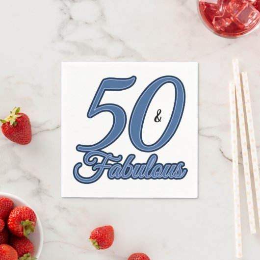 Serviette En Papier Blue 50 et Fabulous 50th Birthday Party (En situation)