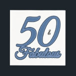 Serviette En Papier Blue 50 et Fabulous 50th Birthday Party<br><div class="desc">Fêtez le 50e anniversaire avec ce design d'anniversaire de 50 et Fabulous. Le design est en bleu clair avec la typographie en noir trait pour le plaisir et le style</div>