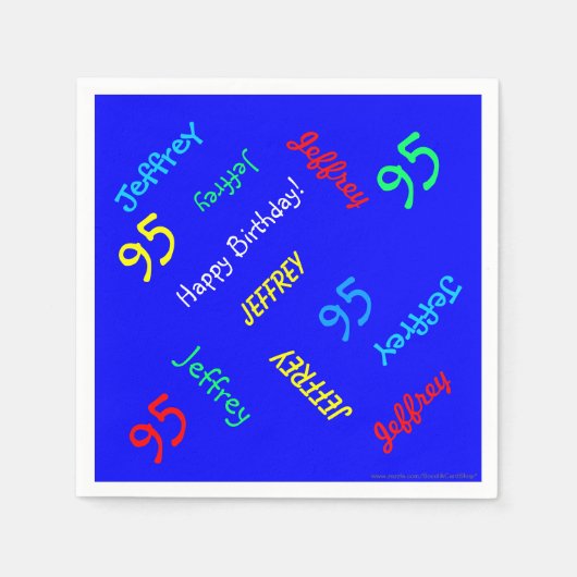 Serviette En Papier Blue 95th Birthday Party Repeating Name Paper (Devant)