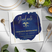 Serviette En Papier Blue Abstrait Nurse Médicale Caduceus Graduation