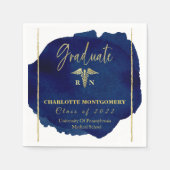 Serviette En Papier Blue Abstrait Nurse Médicale Caduceus Graduation (Devant)
