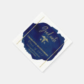 Serviette En Papier Blue Abstrait Nurse Médicale Caduceus Graduation (Coin)