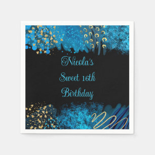 Serviette En Papier Blue Alcohol Enk Sweet 16 Anniversaire