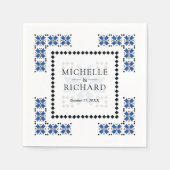 Serviette En Papier Blue and Black Ukrainian Embroidery Wedding (Devant)