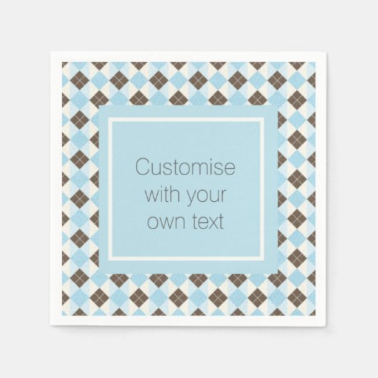 Serviette En Papier Blue and Brown Custom Argyle Pattern (Devant)