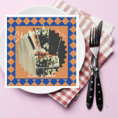 Serviette En Papier Blue and Mustard Retro Bold Fun Fun Fun Mariage