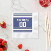 Serviette En Papier Blue and White Jersey Stripes Custom (En situation)