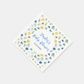 Serviette En Papier Blue and Yellow Floral Baby Shower (Coin)