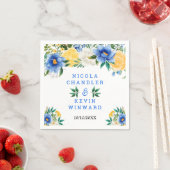 Serviette En Papier Blue and Yellow Floral Wedding (En situation)