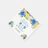 Serviette En Papier Blue and Yellow Floral Wedding (Coin)