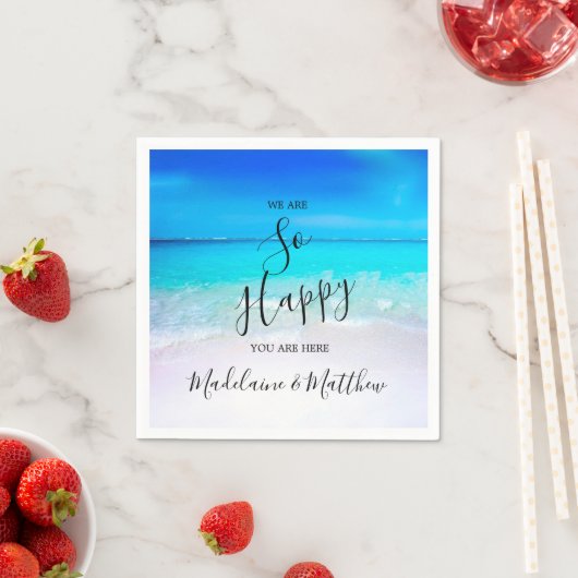 Serviette En Papier Blue Aqua Ocean Beach Mariage (En situation)