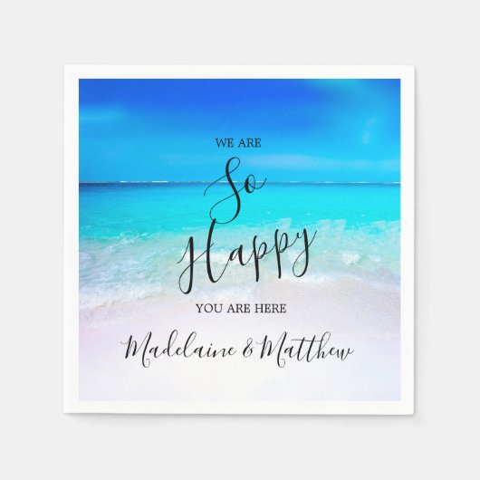Serviette En Papier Blue Aqua Ocean Beach Mariage (Devant)