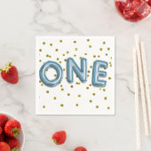 Serviette En Papier Blue Balloons Gold Confetti ONE 1er anniversaire f (En situation)