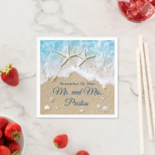 Serviette En Papier Blue Beach Waves & Starfish (En situation)