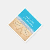 Serviette En Papier Blue Beach Wedding 2 Coeurs dans le papier de sabl (Coin)