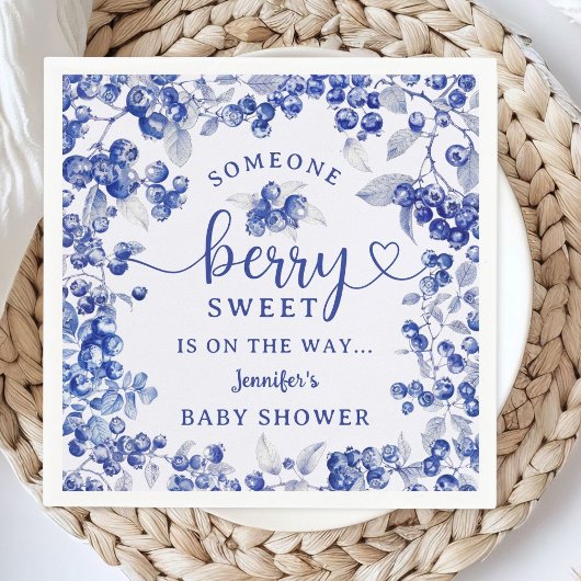 Serviette En Papier Blue Berry Baby shower Toile De Jouy Papier Napkin
