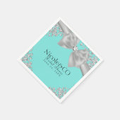 Serviette En Papier Blue Big White Bow Diamants Party (Coin)