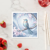 Serviette En Papier Blue Bird Floral Napkins (En situation)