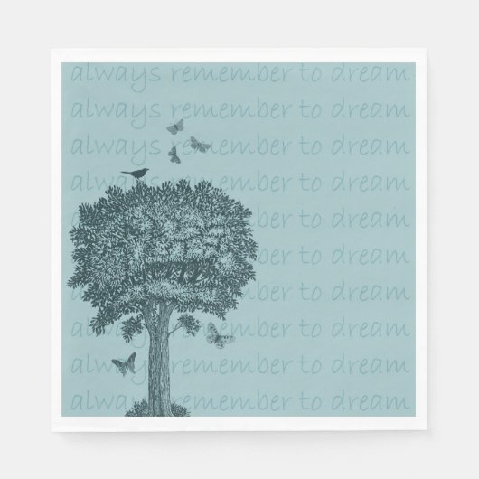 Serviette En Papier Blue Birds Papillons Dream Tree (Devant)