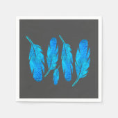 Serviette En Papier Blue boho feathers blue and gray (Devant)