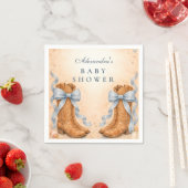 Serviette En Papier Blue Boots And Bows Boy Baby Shower (En situation)