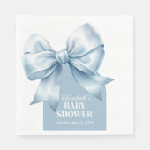 Serviette En Papier Blue Bow Baby Boy Elegant Baby Shower (Devant)
