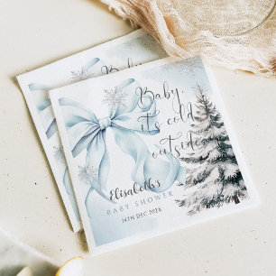Serviette En Papier Blue Bow Baby Il fait froid dehors Baby shower