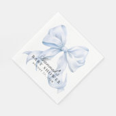 Serviette En Papier Blue Bow Baby Shower Coquette Bow (Coin)