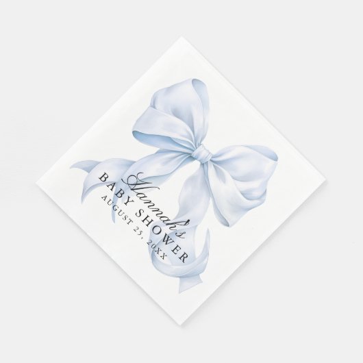 Serviette En Papier Blue Bow Baby Shower Coquette Bow (Coin)