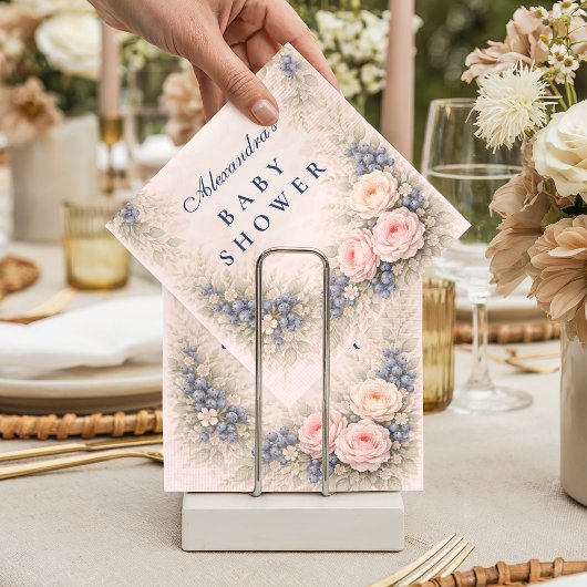 Serviette En Papier Blue Bow Blueberry Baby Shower