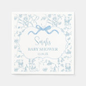 Serviette En Papier Blue Bow Chinoiserie Baby shower Boy (Devant)