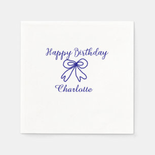 Serviette En Papier Blue bow CUTIE AJOUTER NOM BABY heureux anniversai