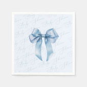 Serviette En Papier Blue bow élégante calligraphie bébé garçon douche (Devant)