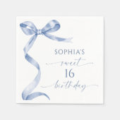 Serviette En Papier Blue Bow Sweet 16 Anniversaire (Devant)