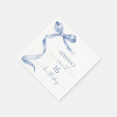 Serviette En Papier Blue Bow Sweet 16 Anniversaire (Coin)