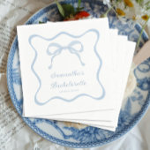 Serviette En Papier Blue Bow Tying Knot Bachelorette Party